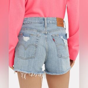 Levi’s Premium Vintage-Inspired Wedgie Distressed High Waisted Shorts